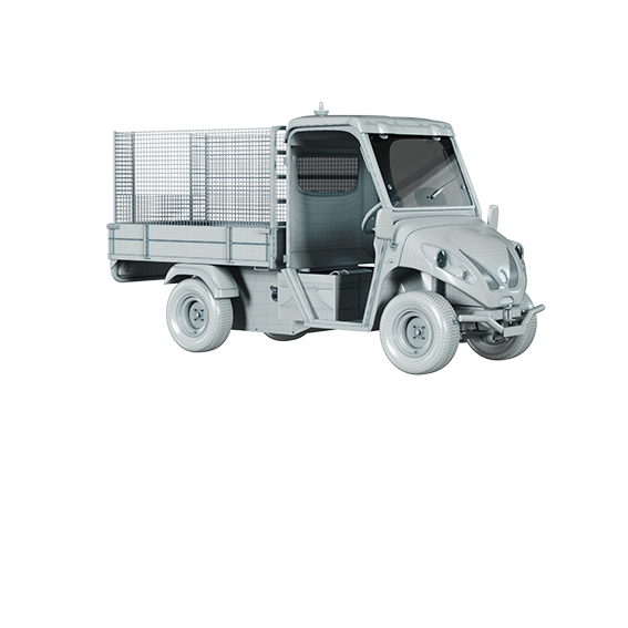 A graphic image of an electric utility vehicle.